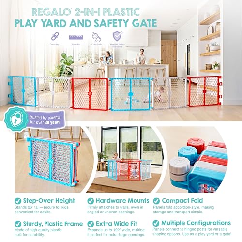 Safety 192 Inch Super Wide Baby Gate and Play Yard (Red, White and Blue)