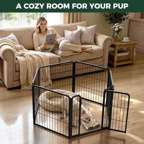 Homeplus Indoor Dog Playpen with Lick Mat (Black / 24"H)
