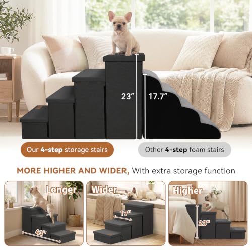 Dog Stairs with Storage (Dark Grey No Condo / 4)