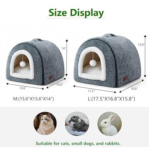Cat Bed for Indoor Cats (Dark Grey / L:(17.5"×16.8"×15.8"))