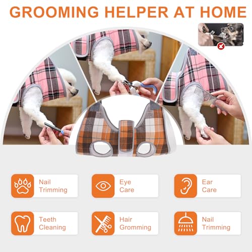 Dog Grooming Hammock for Small Dogs (S (Leg Spacing: 7-10.2" / Max W: 30lbs) / Buffalo Orange)