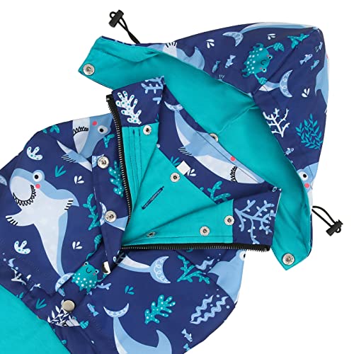 Premium 2 Layer Zip Dog Raincoat Poncho w (X-Large / Sharks)
