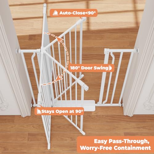 40" Extra Tall Baby Gate No Drilling (White / 29-40"Wide, 40"Tall)