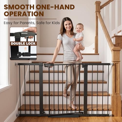 29.7 54.2" Baby Gate for Stairs (Black / 29.7-54.2"W x 30"H)
