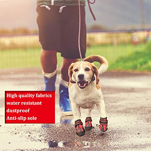 Dog Boots & Paw Protectors Non (Size 1: （2.3''x1.6'')(L*W) for 10-23 lbs / Red)