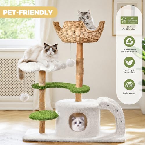 Modern Cat Tree (White&Green / 45.6'')