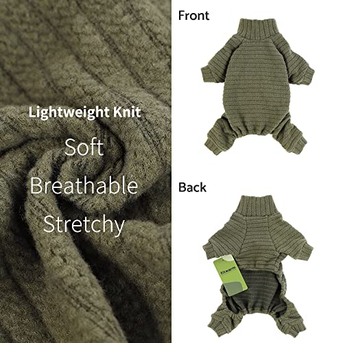 Turtleneck Knitted Dog Sweater Puppy Pajamas Thermal Doggie Winter Clothes Knitwear Pet Coats Cat Apparel Green X (X-Small / Sage Green)