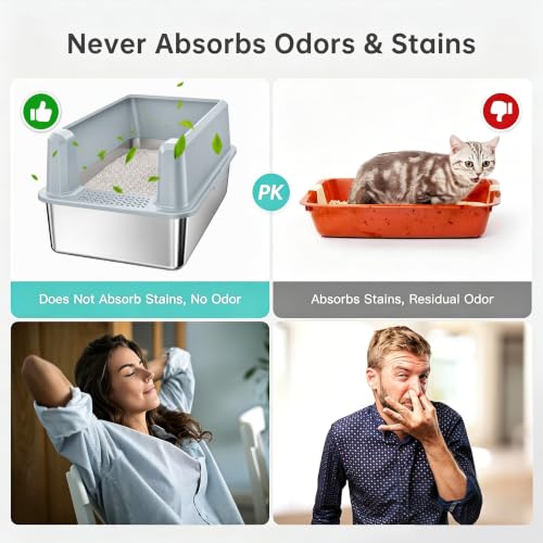 XL Stainless Steel Litter Box (22- Gray (Pack of 1))