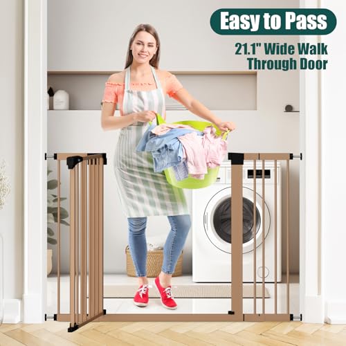 29.7" 46" Baby Gate for Stairs (Brown / 29.7-46"Wide,30"Tall)