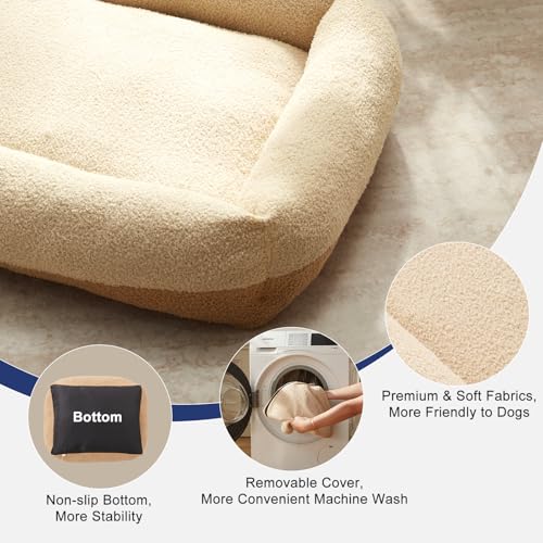 Dog Bed Large Sized Dogs (Beige / L(36''x27''x8''))