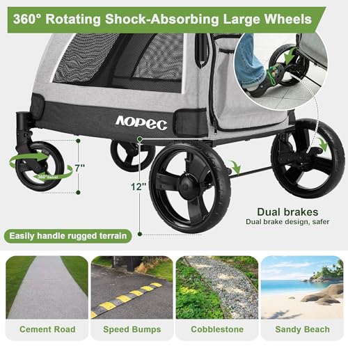 Dog Stroller for Large & Medium Dogs (Grey)