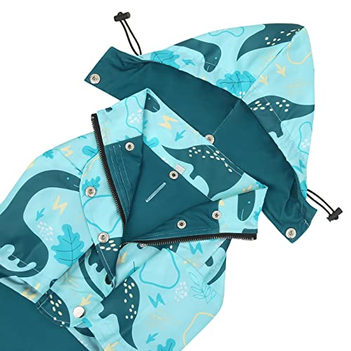 Premium 2 Layer Zip Dog Raincoat Poncho w (XX-Large / Dinosaurs)