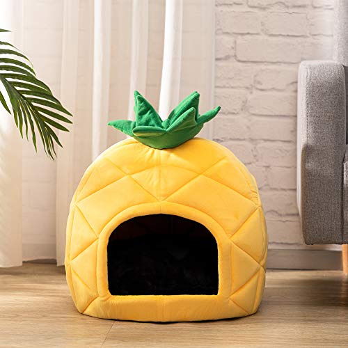 Cat Bed Cave for Indoor Cats for Pets up to 15 lbs (Pineapple Cave)