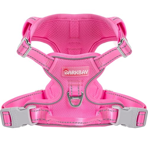 Dog Harness for Large Dog No Pull Mesh 2 Clips Dog Vest (X-Large / Pink-Mesh)