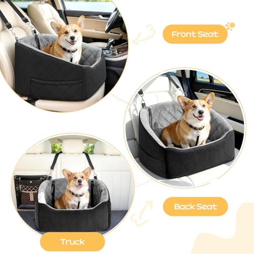 Dog Car Seat for Small Dogs Up to 30 Lbs (Grey-Black / Small)