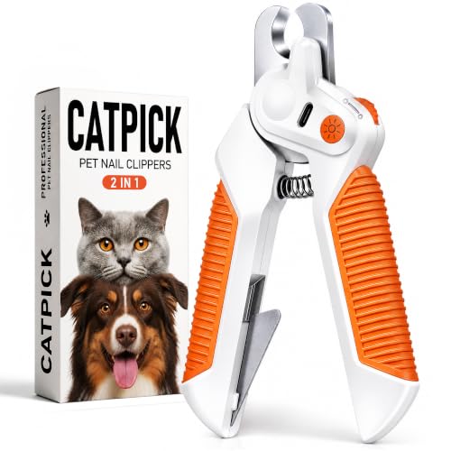 Dog Nail Clippers ＆ Trimmer with Light (Orange)