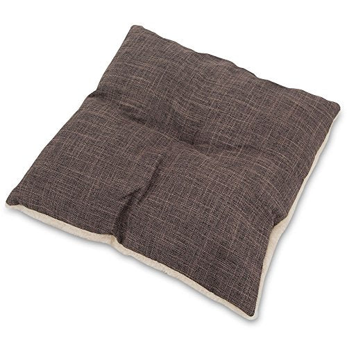 Cat Bed for Indoor Cat (Brown Linen / 19" x 19" x H:19")