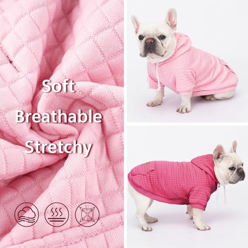 2 Pack Dog Hoodie Sweaters for Small Medium Dogs Warm Dog Clothes for Large Dogs Soft Waffle (Pink+Rose / L (Back: 19",Chest: 28", 44-55lbs))