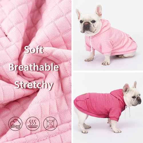 2 Pack Dog Hoodie Sweaters for Small Medium Dogs Warm Dog Clothes for Large Dogs Soft Waffle (Pink+Rose / XXS (Back: 8",Chest: 11",2.5-5lbs))