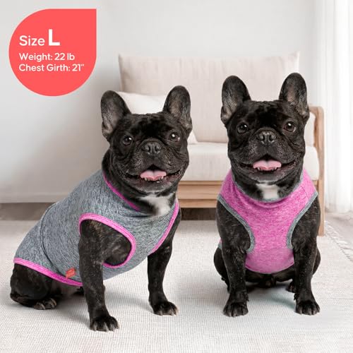 2Pack Dog Shirt for Small Dogs Sun Protection Tank Top for Summer (Small (4-7lbs) / 6# 2Pack (Grey+Hotpink))