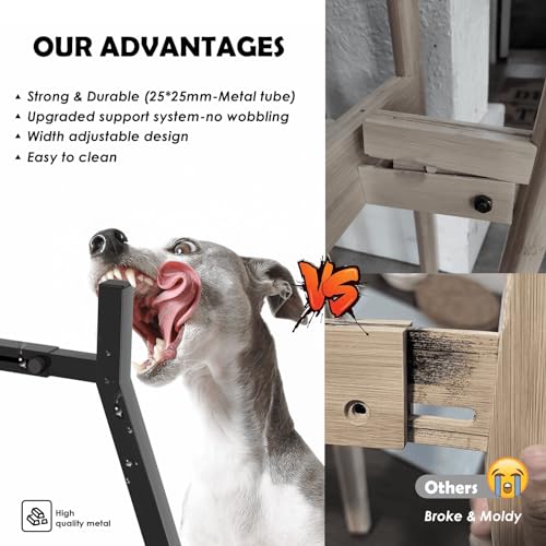 Dog Bowl Stand for Medium Large Dogs (Height: 11", Width: 7-10.6" / Black, 11H-Square)