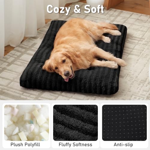 Washable XL Dog Bed for Extra Large Dogs (Black / 40.0"l x 27.0"w x 3.5"th)
