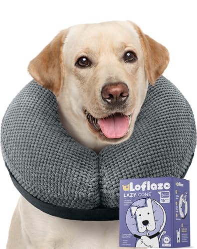 Soft Inflatable Dog Cone Collar Alternative After Surgery (XXL(Neck 20"-25") / grey)