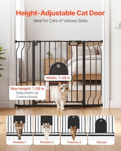 Pet Gate for Stairs (Black / 29.5-43" Wide x 30" Tall)