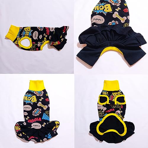 D Doggy Star Italian Greyhound Clothes Stretchable Bow Leggings One (L / Ops Bow Black)