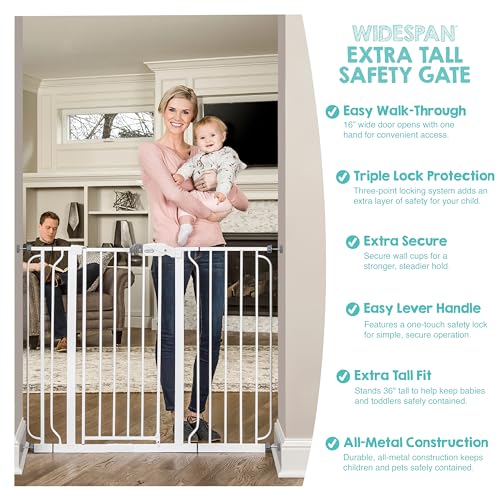 36" Extra Tall and Wide Baby Gate (White / 29-49"W x 36"H)
