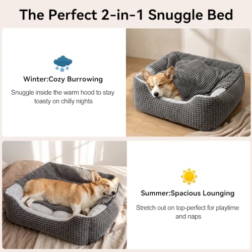 Dog Beds for Large Medium Small Dogs (Grey / M(25″ x 21″ x 8″))
