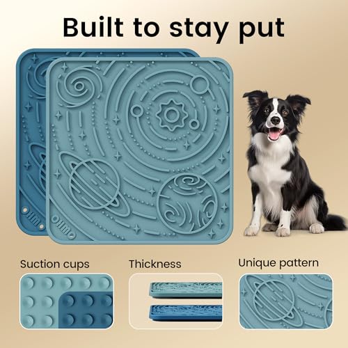 Lick Mat for Dogs&Cats (Dark Blue&Light Blue / 5.9"L x 5.9"W)