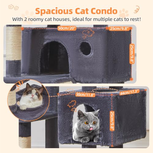 Cat Tree 71 in Extra Large Cat Tower for Inddor Cats (Smoky Gray / 71 Inches)