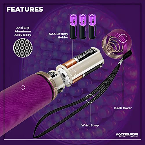 Kobra UV Black Light Flashlight 395nm (Purple / 100 LED)