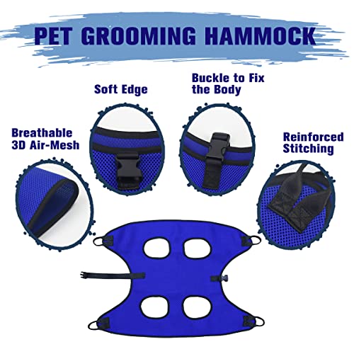 Dog Grooming Hammock Grooming Harness for Small Dogs Pet Grooming Hammock with Nail Clippers (L for 30 LB)