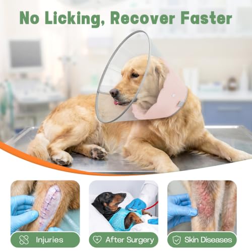 Dog Cone Collar with Soft Liner to Stop Licking (Pink / M(Depth: 8.5, Girth: 11.5-14.5 ))
