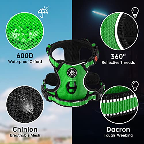 Reflective Dog Harness for Large Dogs (Green / X-Large)