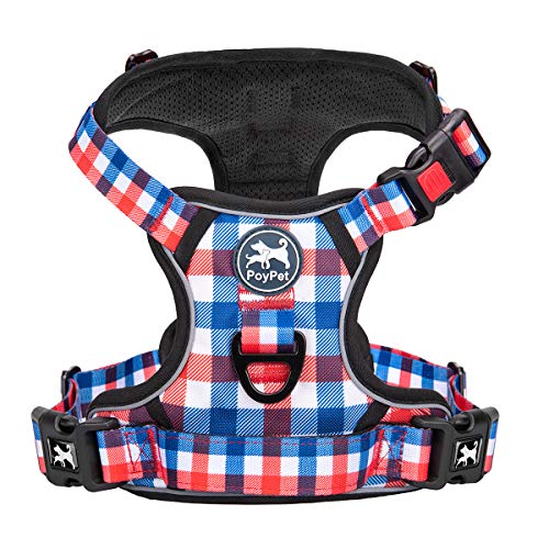 Plaid Dog Harness Large (XL / Blue & Red)