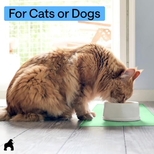 Dog Food Mat 100% Waterproof Silicone (Mint / 23"l X 15"w)