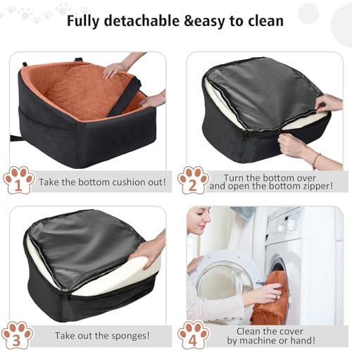 Dog Car Seat for Small Medium Dogs (Black/red brown)