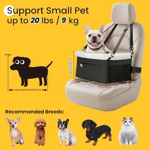 Dog Car Seat Booster (Black / 1 Pack-Small Dogs under 20lbs)