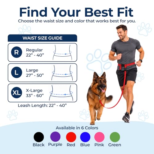 Hands Free Dog Leash (Regular Dog System (Regular Belt (22"- 40" Waist)) / Red)