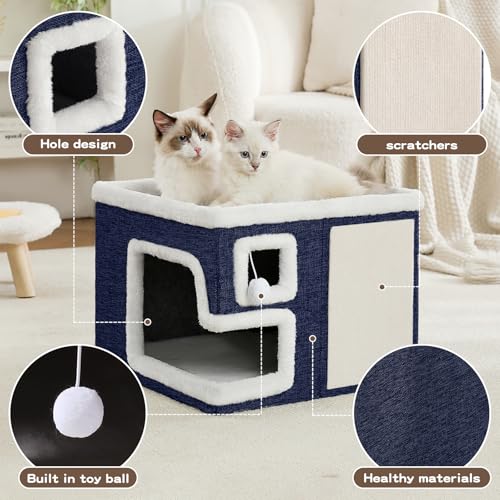 Cat Houses for Indoor Cats (Blue / Large)