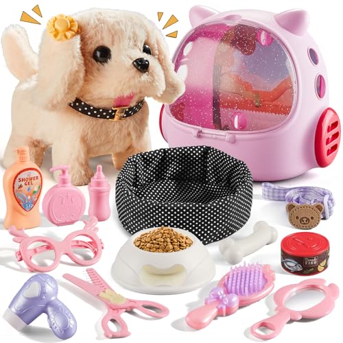 16 Pcs Robot Dog Toys for Girls (Pink)