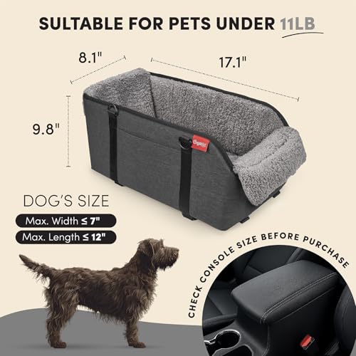 Center Console Dog Car Seat for Small Pets to 11lbs