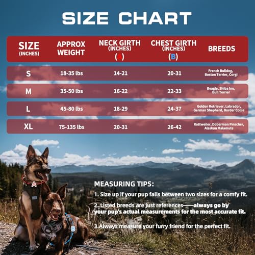 Tactical Dog Harness Medium Sized Dog No Pull Adjustable Dog Vest (Red / M(Neck:16-22",Chest:22-33"),35-50 lbs)