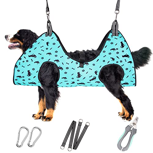 Dog Grooming Hammock (XXL for Giant Dogs 120LB / Cyan)