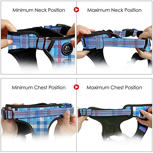 Dog Harness for Medium Sized Dog (Checkered Blue / Medium)