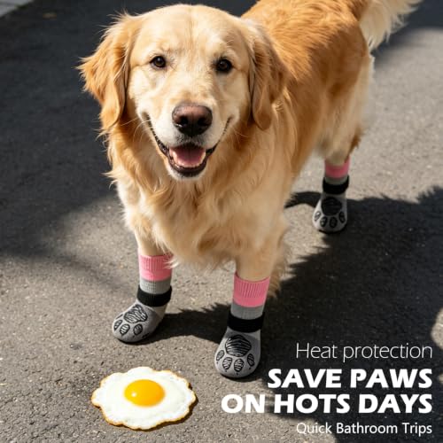 Non Slip Dog Socks for Hardwood Floors to Prevent Licking Paw XL (X-Large(6 Pack) / Pink)