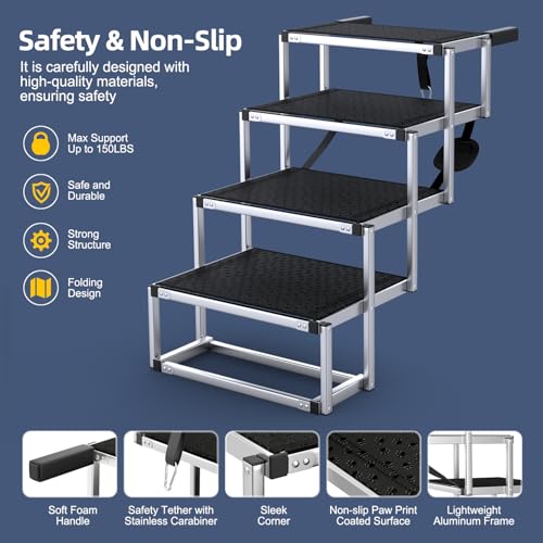 Foldable Dog Stairs for Car (Standard 4 Steps)
